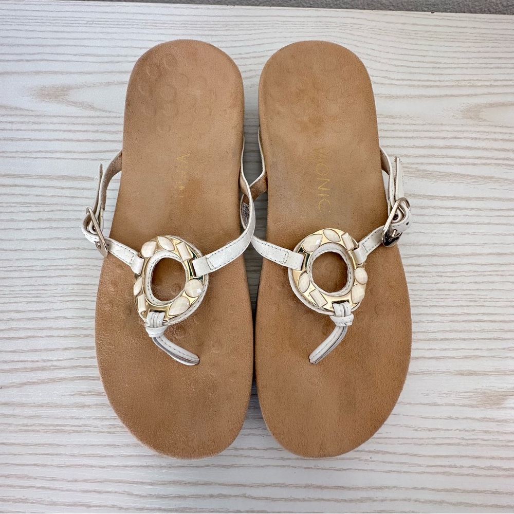 Vionic Jeweled Embellished Ricci Thong Sandals White Size 8 Resortwear